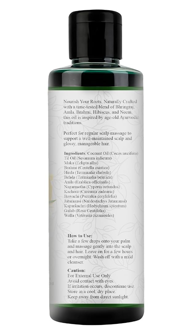 Raslok Bhringraj Hair Oil 6.76 fl oz –200ml | Ayurvedic Botanical Blend with Amla, Neem, Hibiscus & Brahmi | Cold-Pressed | Non-GMO | No Mineral Oil | Made in India