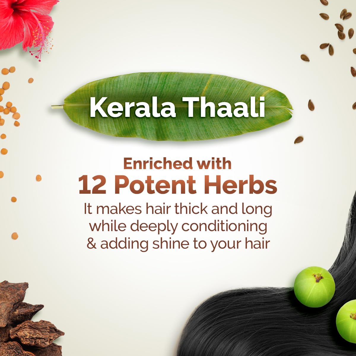 MAMAEARTH Kerala Thaali Hair Mask with Hibiscus, 200g | Hair mask formulated with hibiscus and a blend of herbal ingredients.