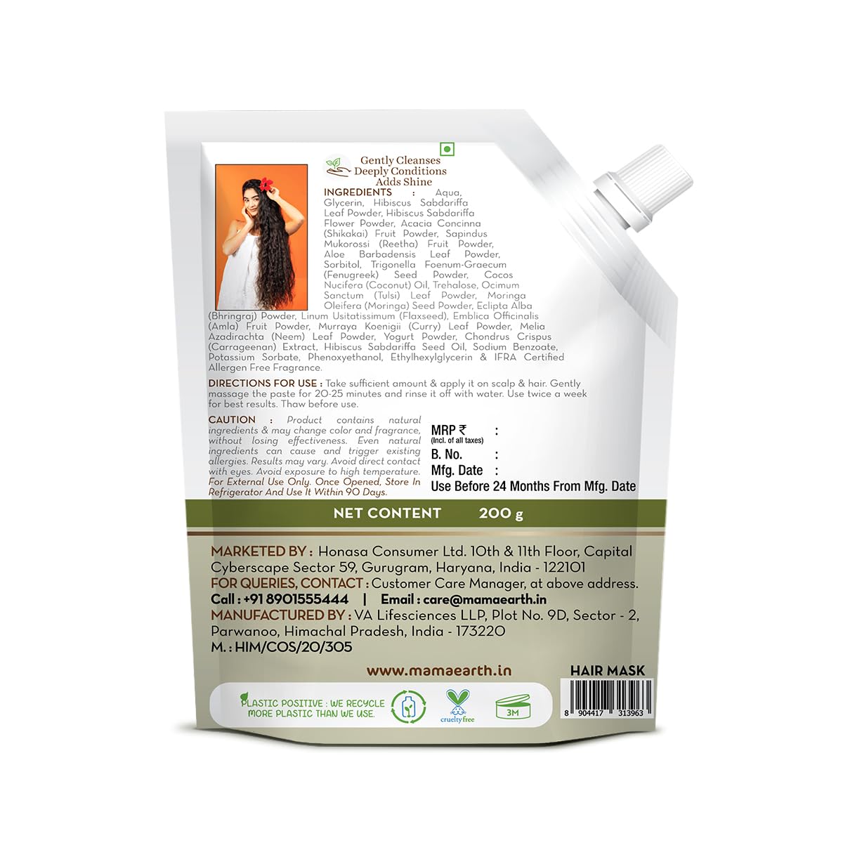 MAMAEARTH Kerala Thaali Hair Mask with Hibiscus, 200g | Hair mask formulated with hibiscus and a blend of herbal ingredients.