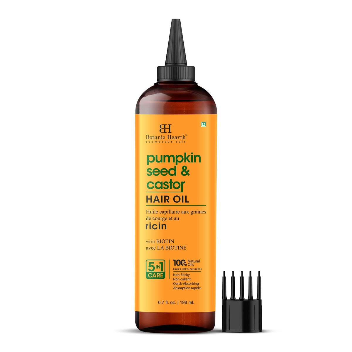 Botanic Hearth Bhringraj & Amla Hair Oil - 6.7 fl oz | Nourishing Scalp & Hair Oil for Dry, Frizzy Hair | Supports Fuller-Looking Hair & Shine | Lightweight Botanical Formula