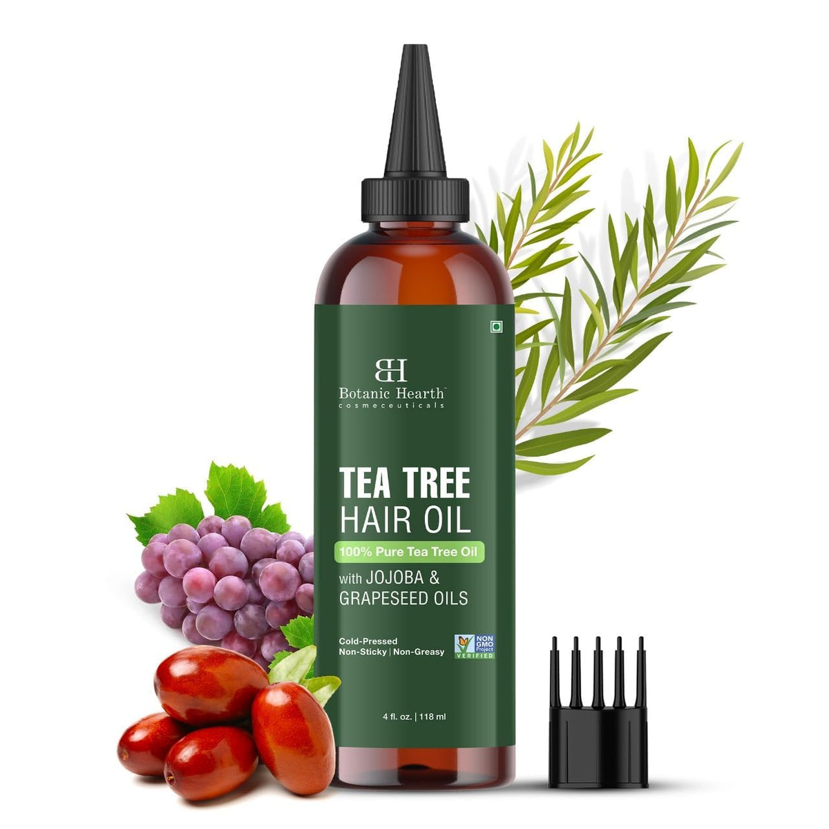 Botanic Hearth Bhringraj & Amla Hair Oil - 6.7 fl oz | Nourishing Scalp & Hair Oil for Dry, Frizzy Hair | Supports Fuller-Looking Hair & Shine | Lightweight Botanical Formula