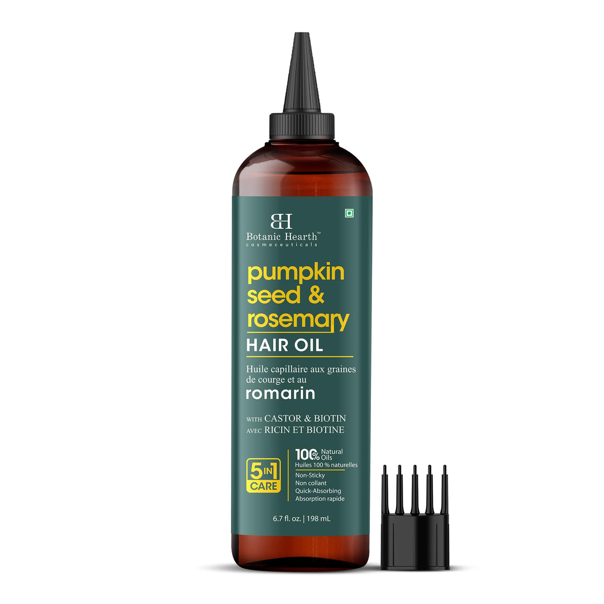 Botanic Hearth Bhringraj & Amla Hair Oil - 6.7 fl oz | Nourishing Scalp & Hair Oil for Dry, Frizzy Hair | Supports Fuller-Looking Hair & Shine | Lightweight Botanical Formula