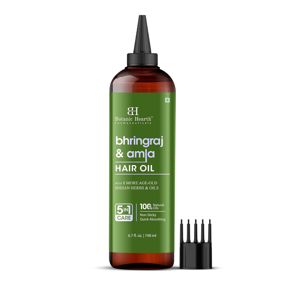 Botanic Hearth Bhringraj & Amla Hair Oil - 6.7 fl oz | Nourishing Scalp & Hair Oil for Dry, Frizzy Hair | Supports Fuller-Looking Hair & Shine | Lightweight Botanical Formula
