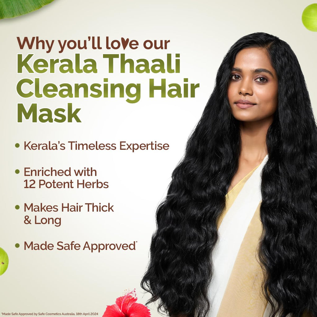 MAMAEARTH Kerala Thaali Hair Mask with Hibiscus, 200g | Hair mask formulated with hibiscus and a blend of herbal ingredients.