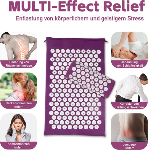 Acupressure Mat, Acupuncture Mat, Acupressure Mat with Cushion, Acupressure Mat, Massage Mat, Acupressure Set Purple, Acupressure Mat Back, Shiatsu Mat, Fakir Mat, Purple