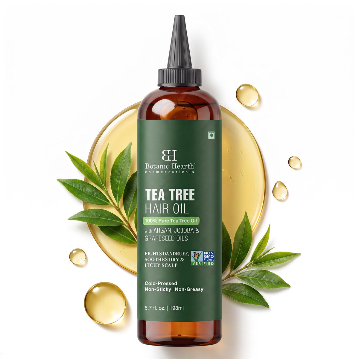 Botanic Hearth Bhringraj & Amla Hair Oil - 6.7 fl oz | Nourishing Scalp & Hair Oil for Dry, Frizzy Hair | Supports Fuller-Looking Hair & Shine | Lightweight Botanical Formula