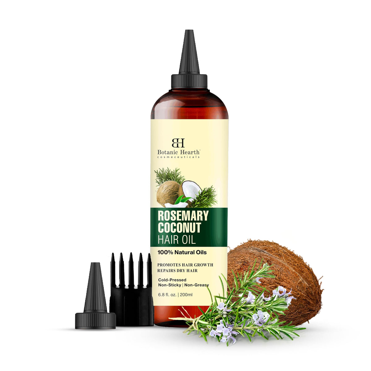 Botanic Hearth Bhringraj & Amla Hair Oil - 6.7 fl oz | Nourishing Scalp & Hair Oil for Dry, Frizzy Hair | Supports Fuller-Looking Hair & Shine | Lightweight Botanical Formula