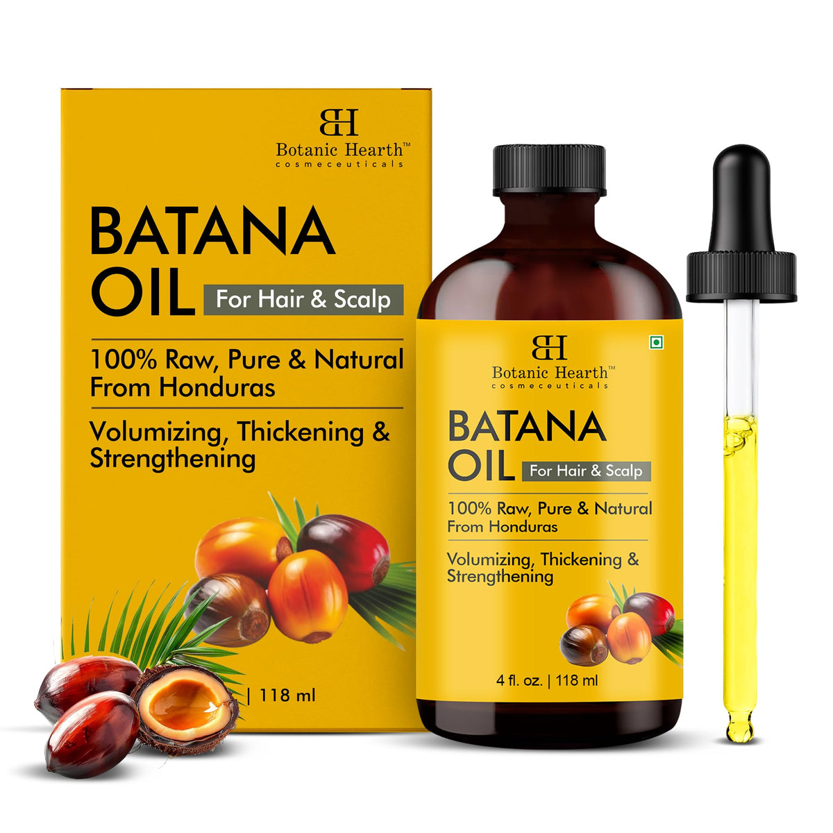 Botanic Hearth Bhringraj & Amla Hair Oil - 6.7 fl oz | Nourishing Scalp & Hair Oil for Dry, Frizzy Hair | Supports Fuller-Looking Hair & Shine | Lightweight Botanical Formula