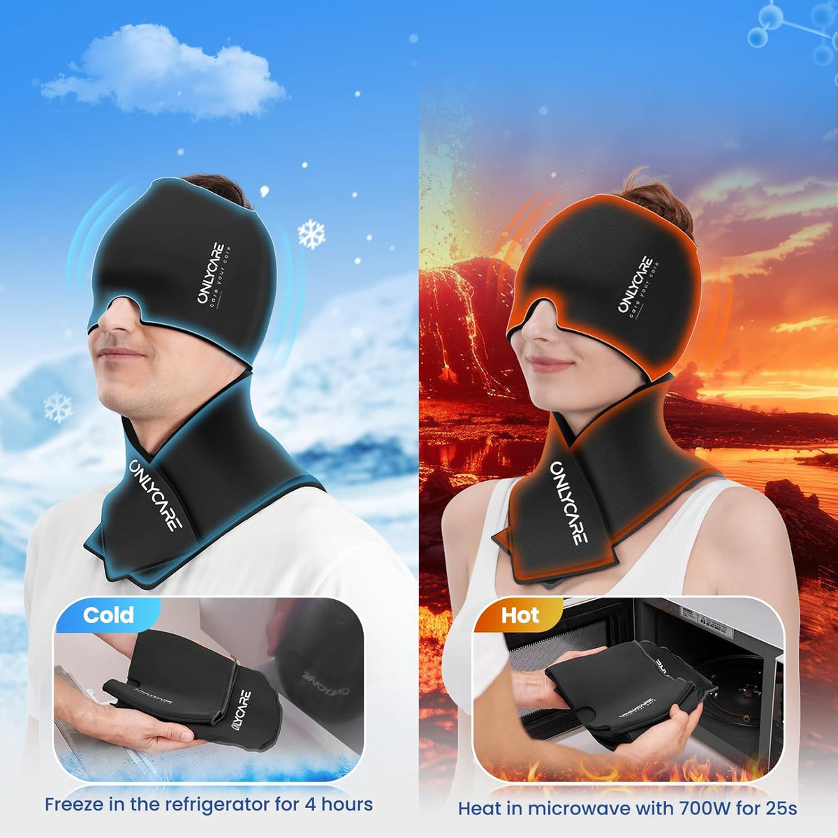 ONLYCARE Migraine Relief Cap and Neck Ice Pack Wrap Gel Package