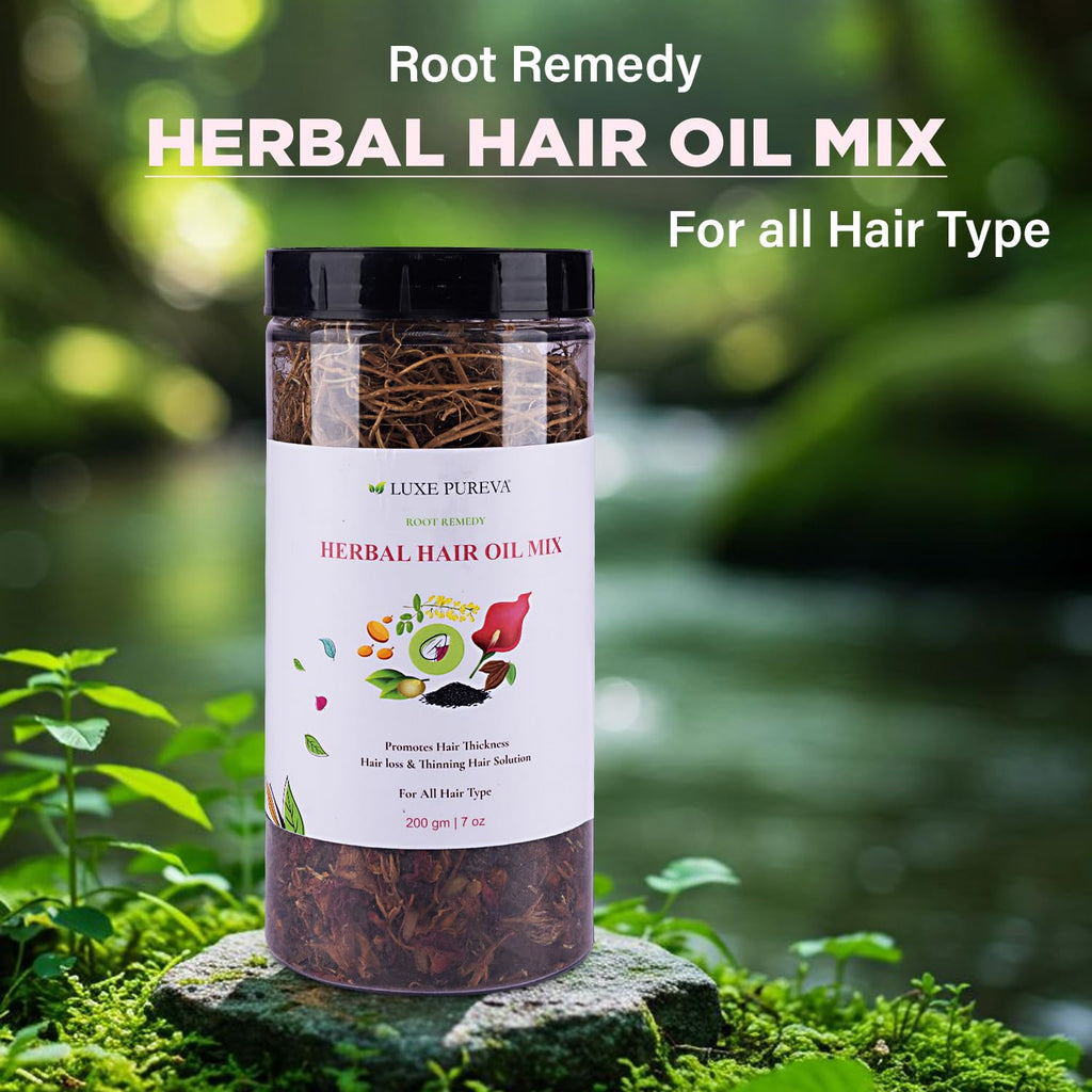 LuxePureva Herbal Hair Oil Mix | Herbs For Hair Growth | 19 Vital Herbs For Long, Thick, And Lustrous Hair | Hair Care Product For Women And Men | DIY Oil Infusion | DOES NOT INCLUDE OIL