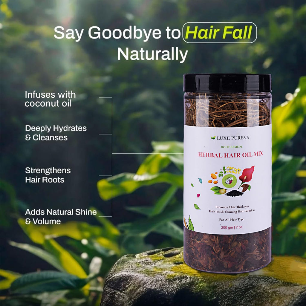 LuxePureva Herbal Hair Oil Mix | Herbs For Hair Growth | 19 Vital Herbs For Long, Thick, And Lustrous Hair | Hair Care Product For Women And Men | DIY Oil Infusion | DOES NOT INCLUDE OIL