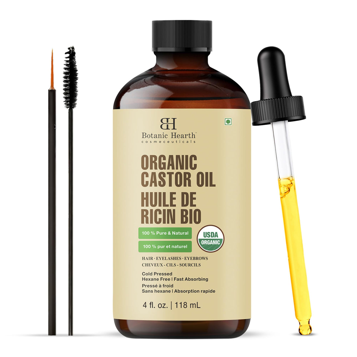 Botanic Hearth Bhringraj & Amla Hair Oil - 6.7 fl oz | Nourishing Scalp & Hair Oil for Dry, Frizzy Hair | Supports Fuller-Looking Hair & Shine | Lightweight Botanical Formula