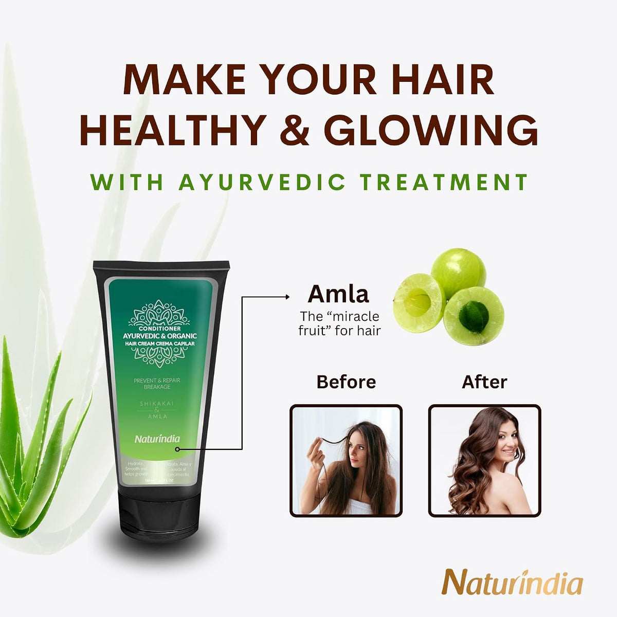 Deep Conditioner for Damage Dry Hair Ayurvedic treatment Organic with ALOE SHIKAKAI and AMLA plants For Women