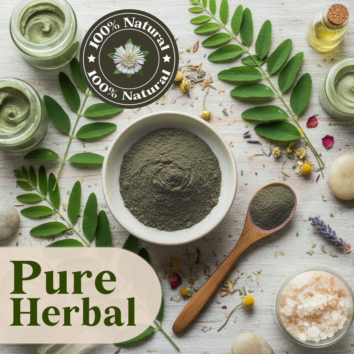 Bhringraj Powder – 8 Oz | 100% Pure Eclipta Alba | Ayurvedic Hair Care | For DIY Masks & Herbal Oils