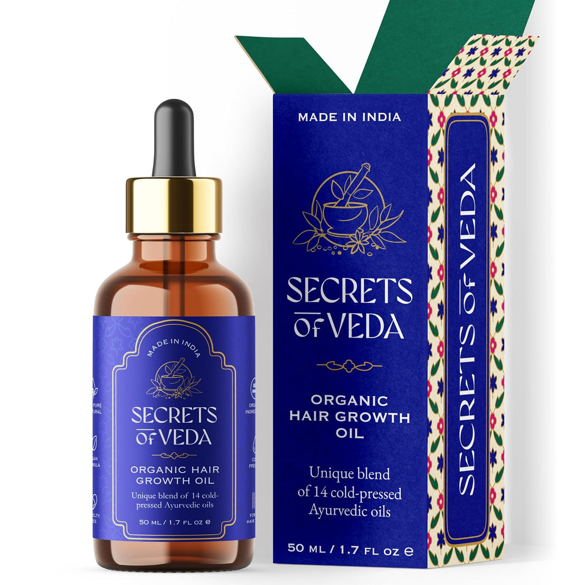 Indian Ayurveda Hair Oil– Organic Castor oil, Jojoba oil, Amla, Ashwagandha & Rosemary oil for hair growth- Repairing scalp treatment, Nourishes Split Ends & Dry Scalp
