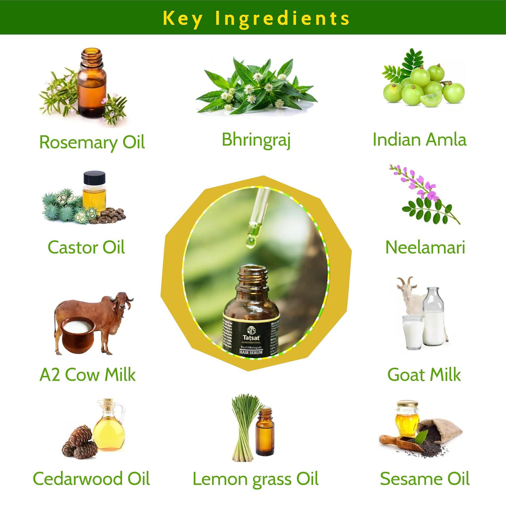 Tatsat Ayurvedic Neelibhringadi Hair Growth Serum- 30ml | Premium Organic Men & Women Hair Serum | Modern Hair Care Needs | Exquisite Hair and Scalp Nourishing Serum | Natural Solution for Hair Growth