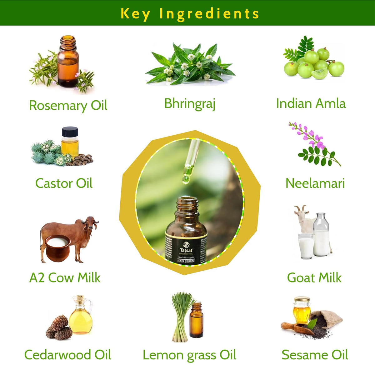 Tatsat Ayurvedic Neelibhringadi Hair Growth Serum- 30ml | Premium Organic Men & Women Hair Serum | Modern Hair Care Needs | Exquisite Hair and Scalp Nourishing Serum | Natural Solution for Hair Growth