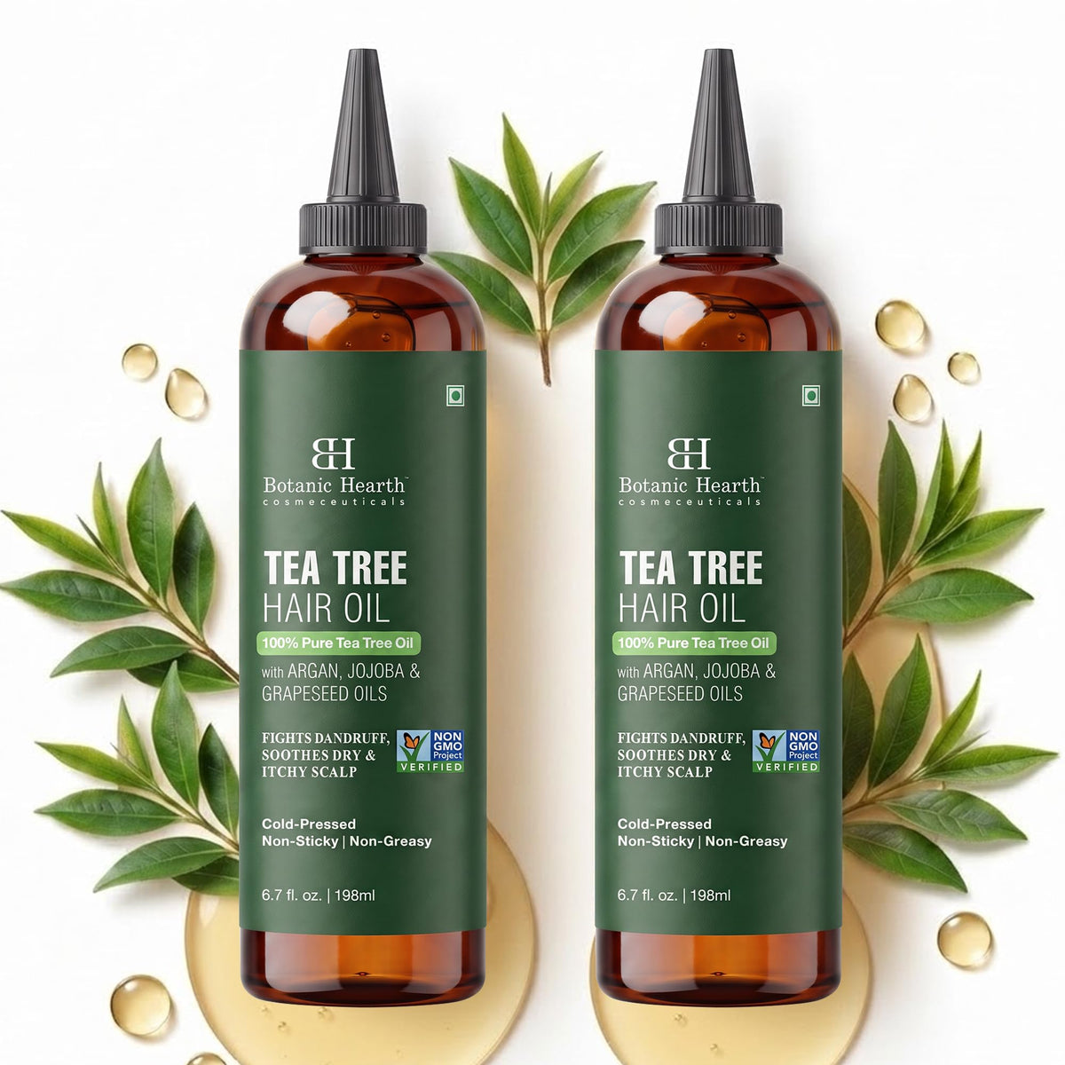 Botanic Hearth Bhringraj & Amla Hair Oil - 6.7 fl oz | Nourishing Scalp & Hair Oil for Dry, Frizzy Hair | Supports Fuller-Looking Hair & Shine | Lightweight Botanical Formula