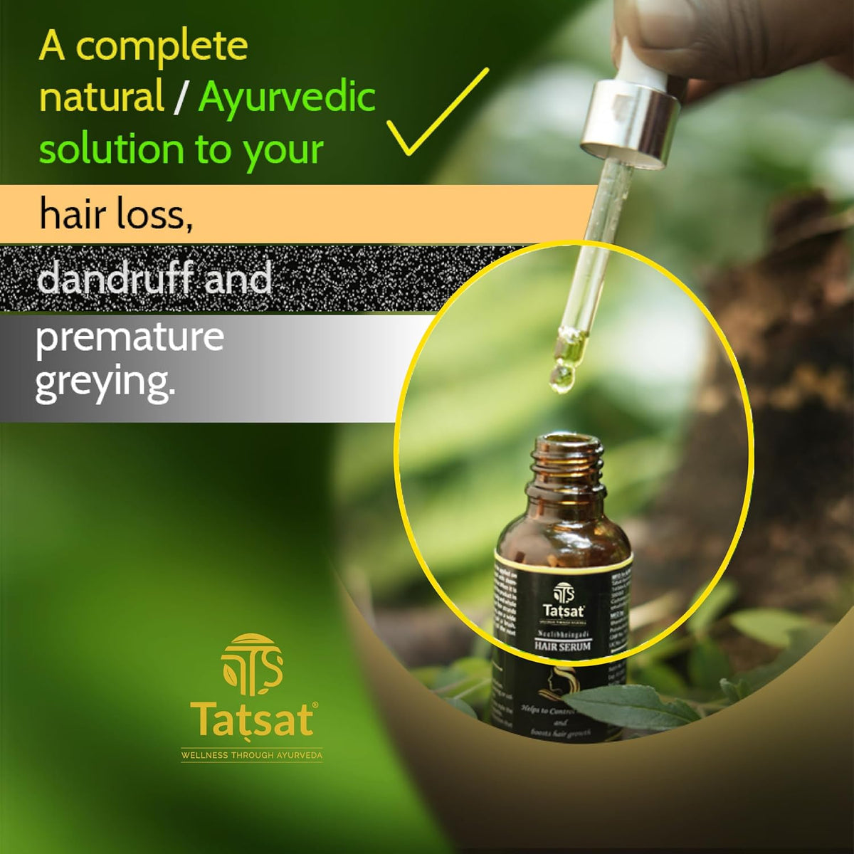 Tatsat Ayurvedic Neelibhringadi Hair Growth Serum- 30ml | Premium Organic Men & Women Hair Serum | Modern Hair Care Needs | Exquisite Hair and Scalp Nourishing Serum | Natural Solution for Hair Growth