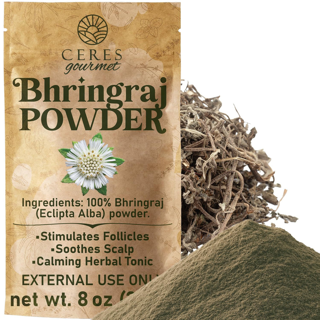 Bhringraj Powder – 8 Oz | 100% Pure Eclipta Alba | Ayurvedic Hair Care | For DIY Masks & Herbal Oils