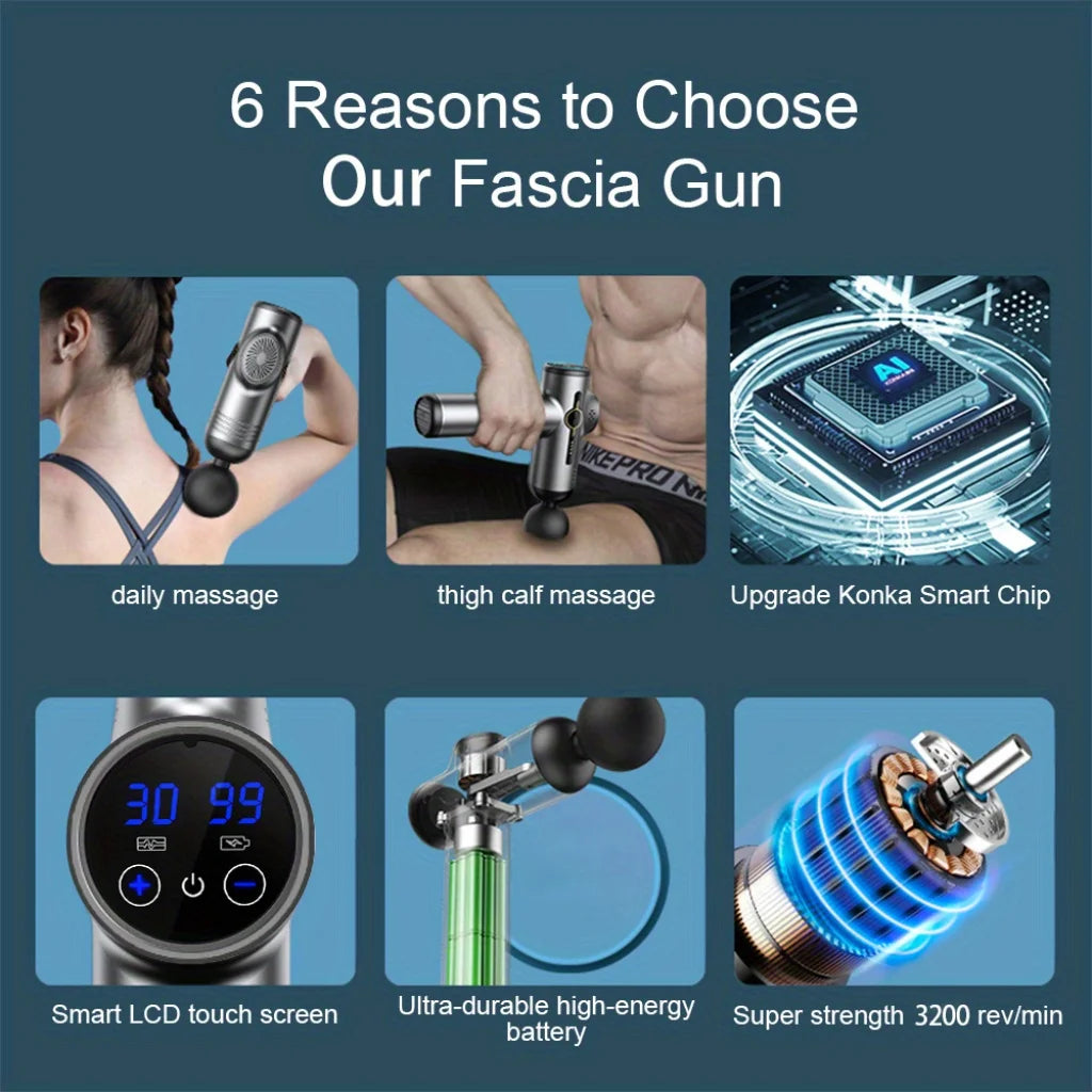 PranaRelief Professional Muscle Massage Gun – 99 Speed Deep Tissue Massager for Neck & Back