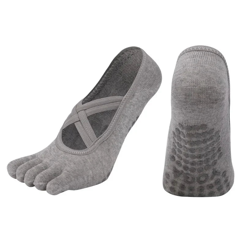 PranaRelief Anti-Slip Five-Finger Yoga Socks – Non-Slip Pilates & Dance Socks