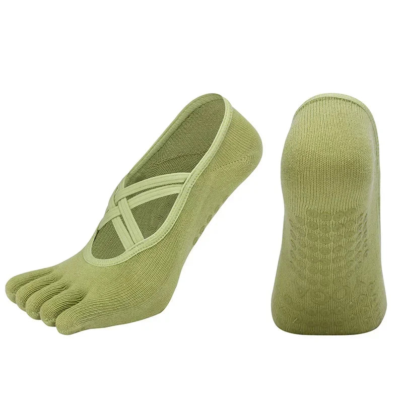 PranaRelief Anti-Slip Five-Finger Yoga Socks – Non-Slip Pilates & Dance Socks