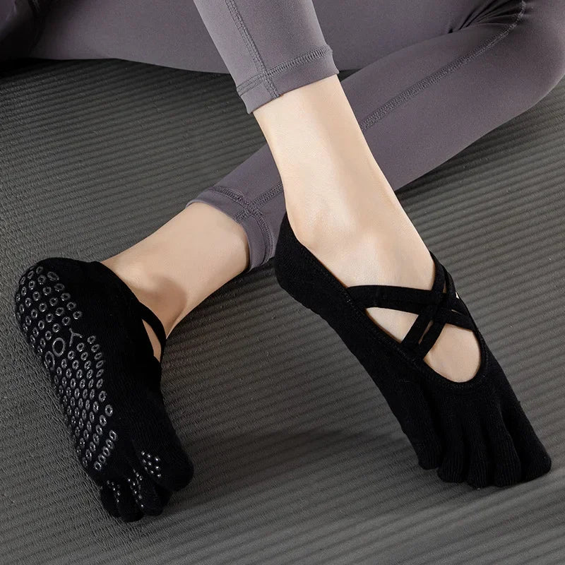 PranaRelief Anti-Slip Five-Finger Yoga Socks – Non-Slip Pilates & Dance Socks