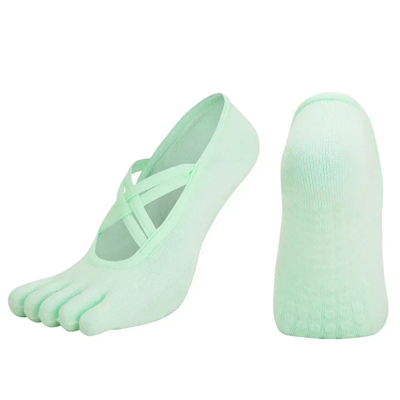 PranaRelief Anti-Slip Five-Finger Yoga Socks – Non-Slip Pilates & Dance Socks