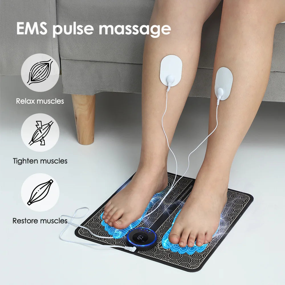 PranaRelief Smart EMS Feet Massage Pad – Electric Muscle Stimulator for Pain Relief & Circulation