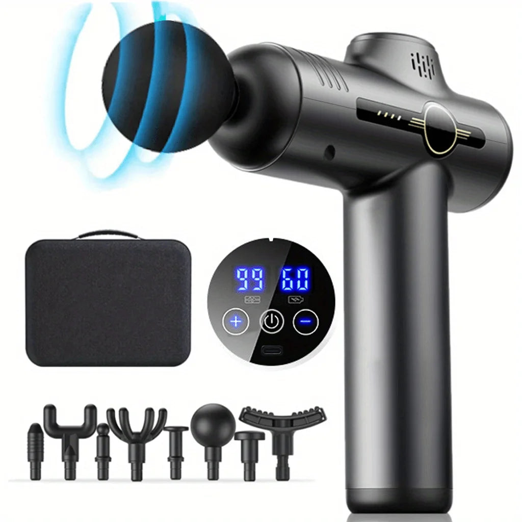 PranaRelief Professional Muscle Massage Gun – 99 Speed Deep Tissue Massager for Neck & Back