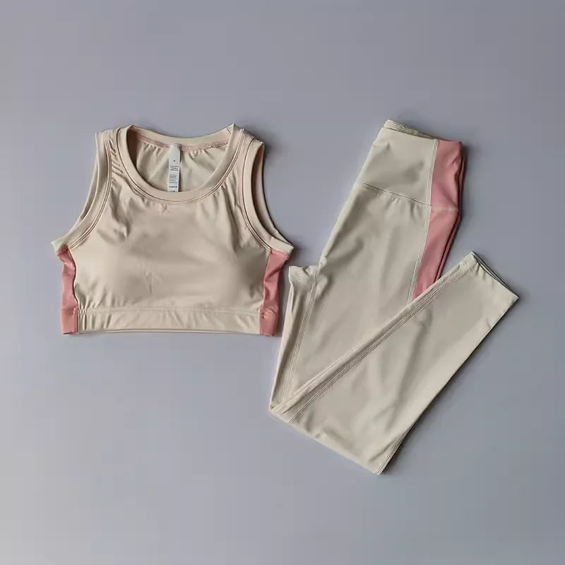 PranaRelief 2-Piece Seamless Yoga Set – High-Waist Leggings & Sports Bra