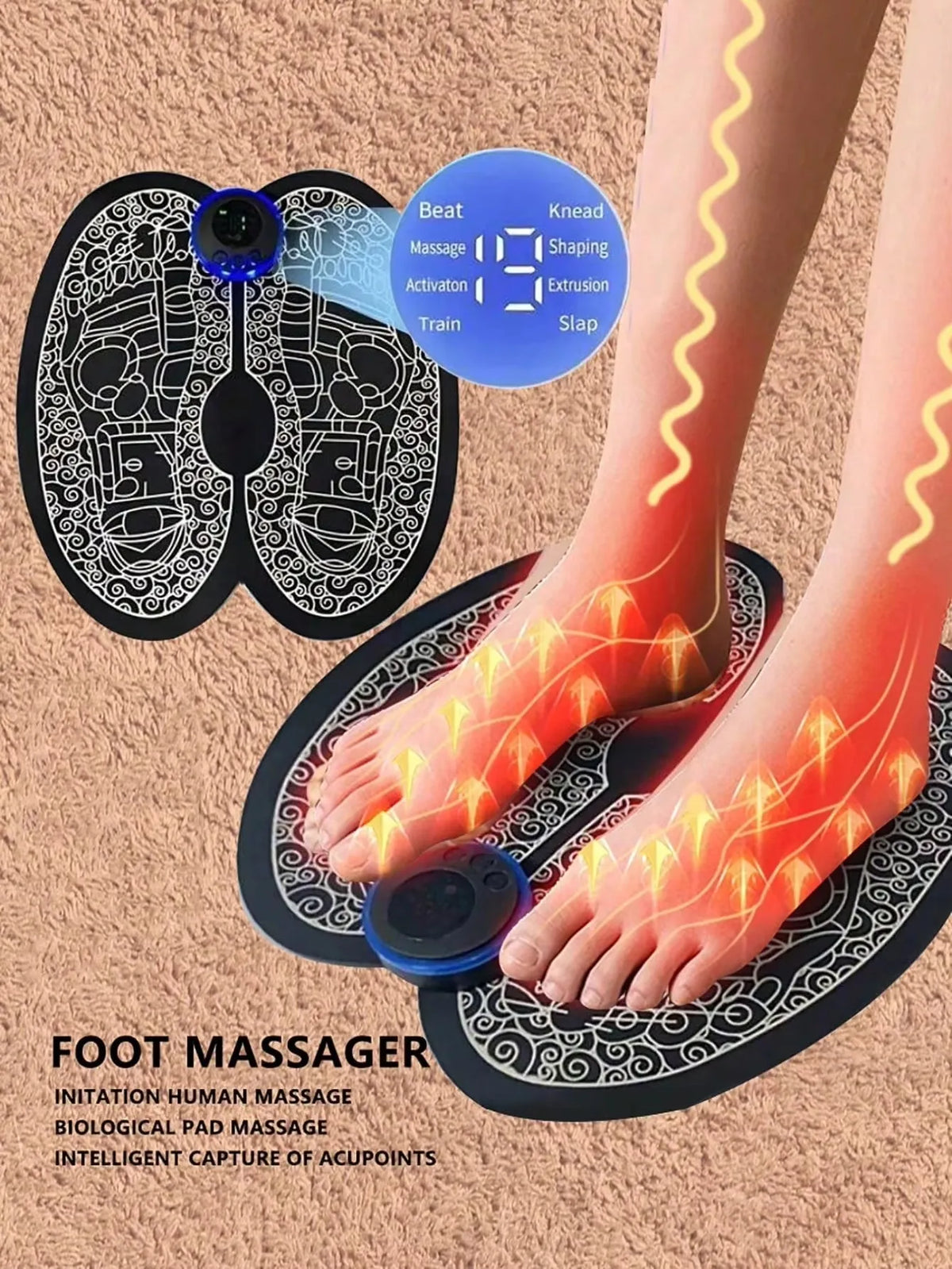 PranaRelief Rechargeable Electric Foot Massager – EMS Circulation Stimulator & Muscle Relaxer
