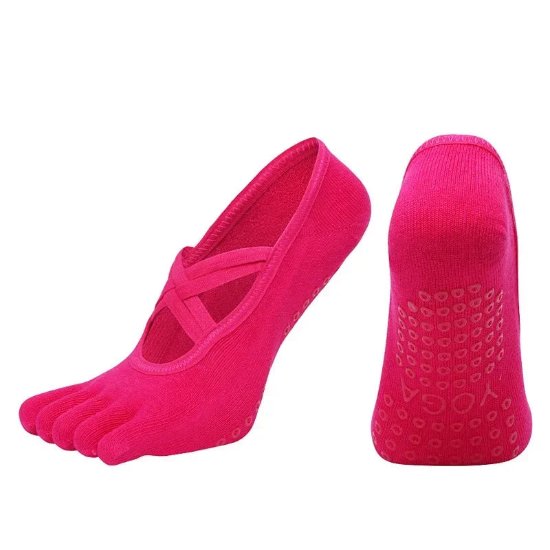PranaRelief Anti-Slip Five-Finger Yoga Socks – Non-Slip Pilates & Dance Socks
