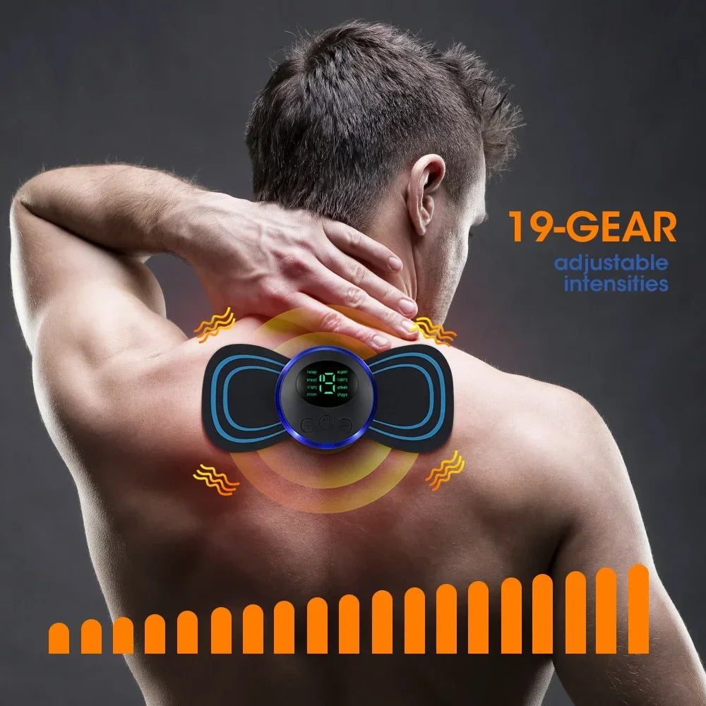 PranaRelief EMS Electric Neck & Body Massager – Low Frequency Muscle Stimulator Patches