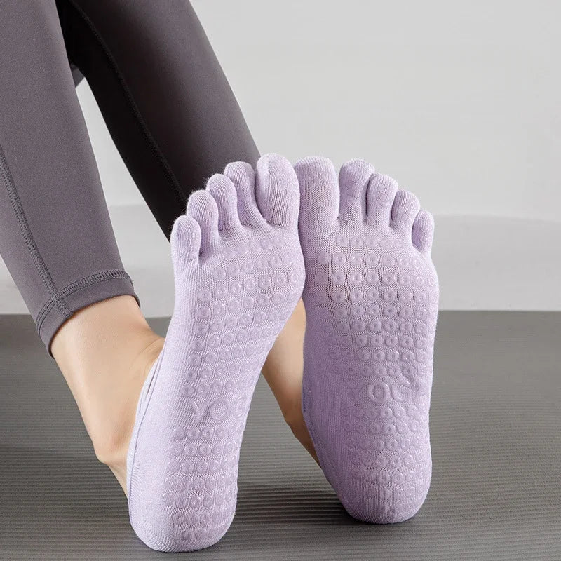 PranaRelief Anti-Slip Five-Finger Yoga Socks – Non-Slip Pilates & Dance Socks
