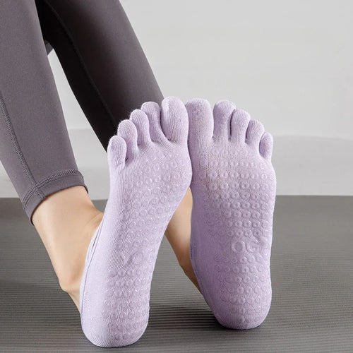 PranaRelief Anti-Slip Five-Finger Yoga Socks – Non-Slip Pilates & Dance Socks