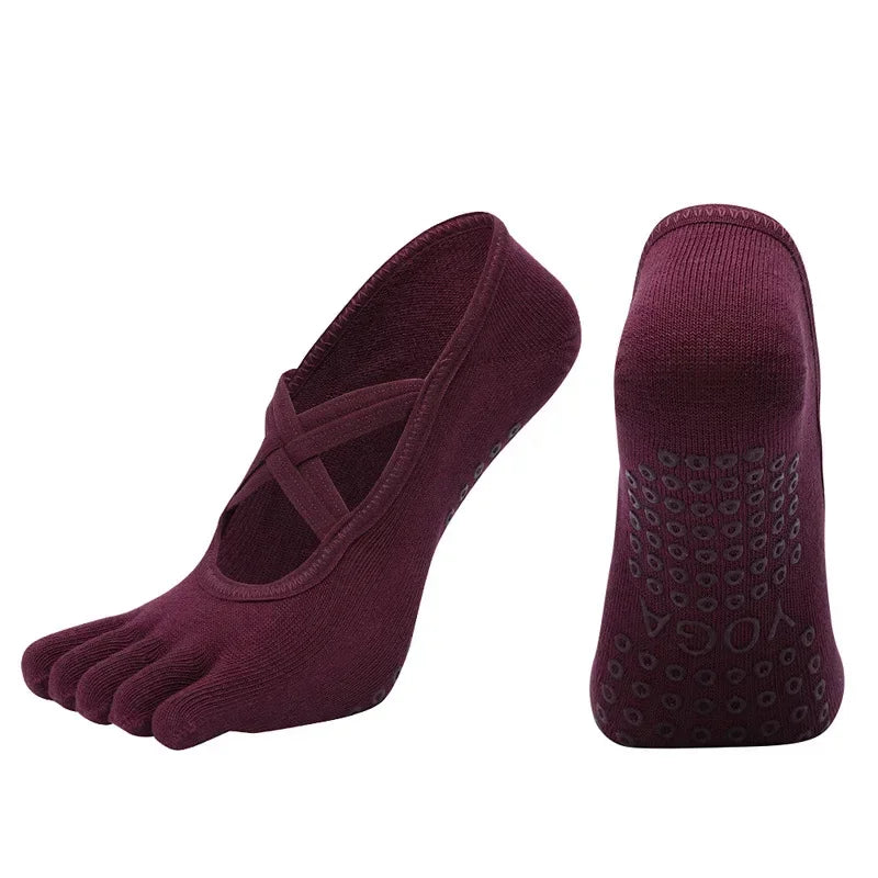 PranaRelief Anti-Slip Five-Finger Yoga Socks – Non-Slip Pilates & Dance Socks