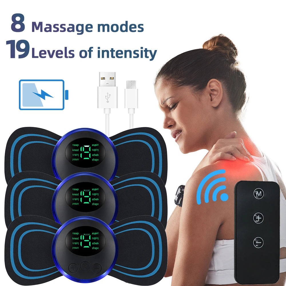 PranaRelief EMS Electric Neck & Body Massager – Low Frequency Muscle Stimulator Patches