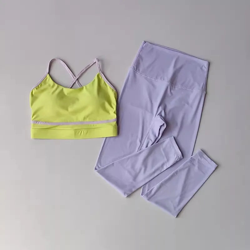 PranaRelief 2-Piece Seamless Yoga Set – High-Waist Leggings & Sports Bra