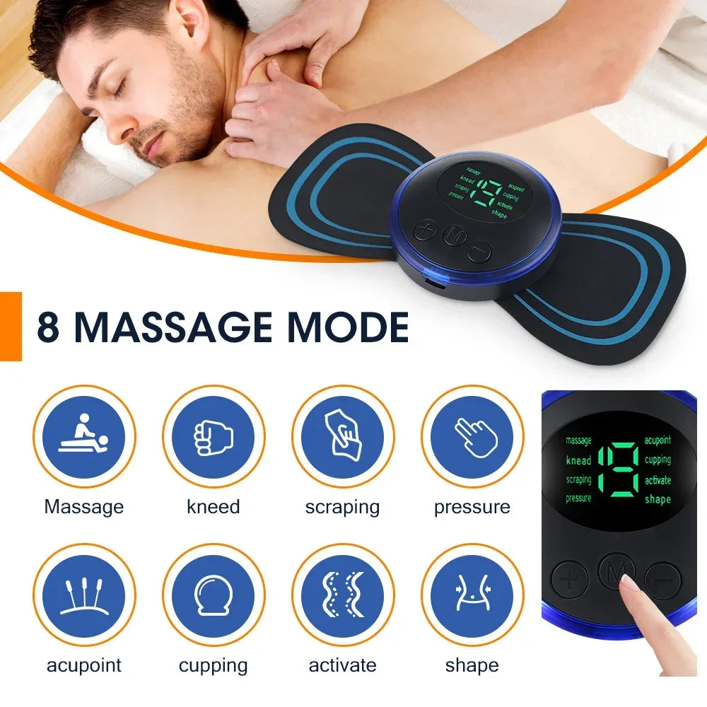 PranaRelief EMS Electric Neck & Body Massager – Low Frequency Muscle Stimulator Patches