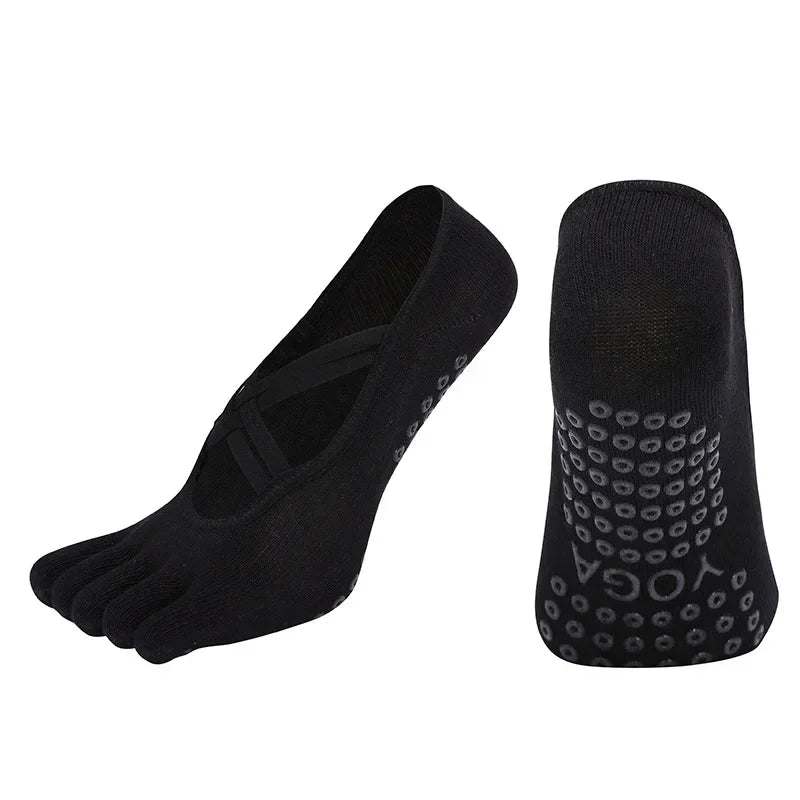 PranaRelief Anti-Slip Five-Finger Yoga Socks – Non-Slip Pilates & Dance Socks