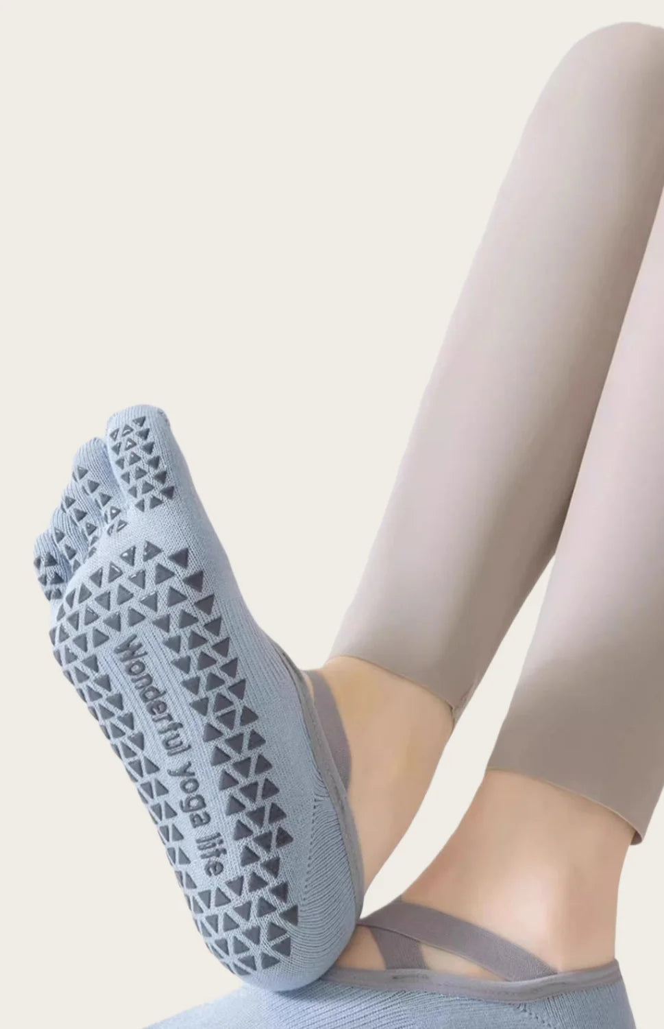 PranaRelief Non-Slip Five-Toe Yoga Socks – Rubberized Grip Pilates Socks (EU 36-40)