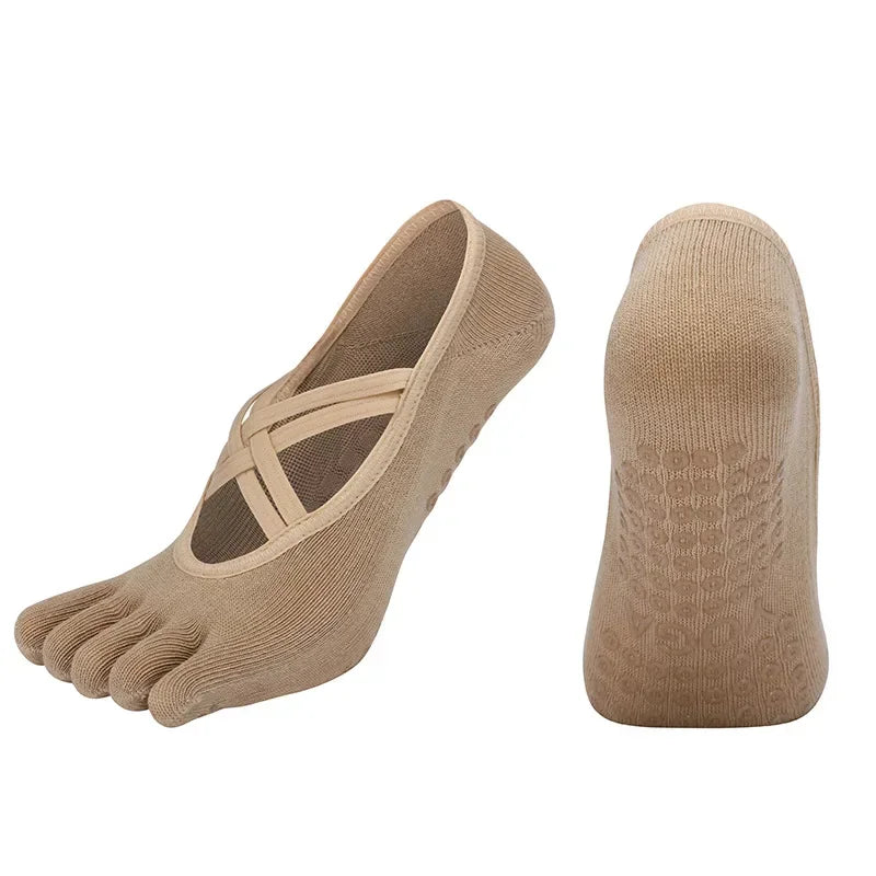 PranaRelief Anti-Slip Five-Finger Yoga Socks – Non-Slip Pilates & Dance Socks