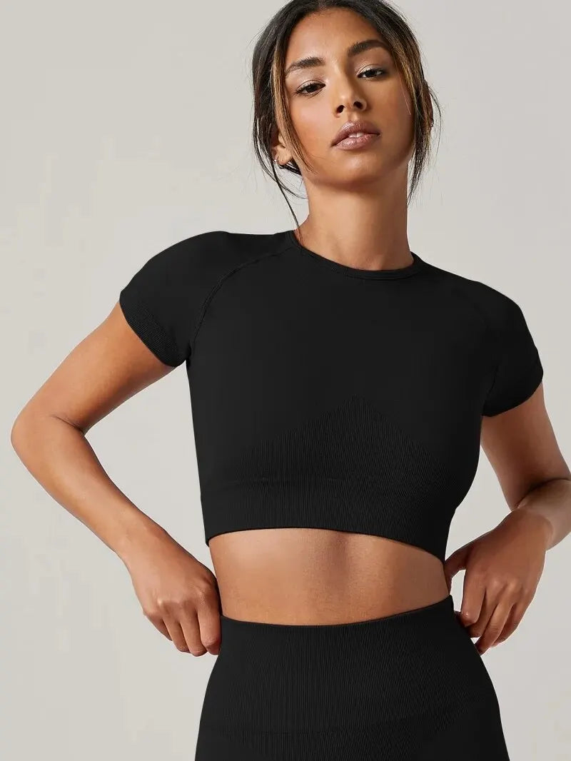 PranaRelief Seamless Yoga T-Shirt – Breathable Quick-Dry Sports Top for Women
