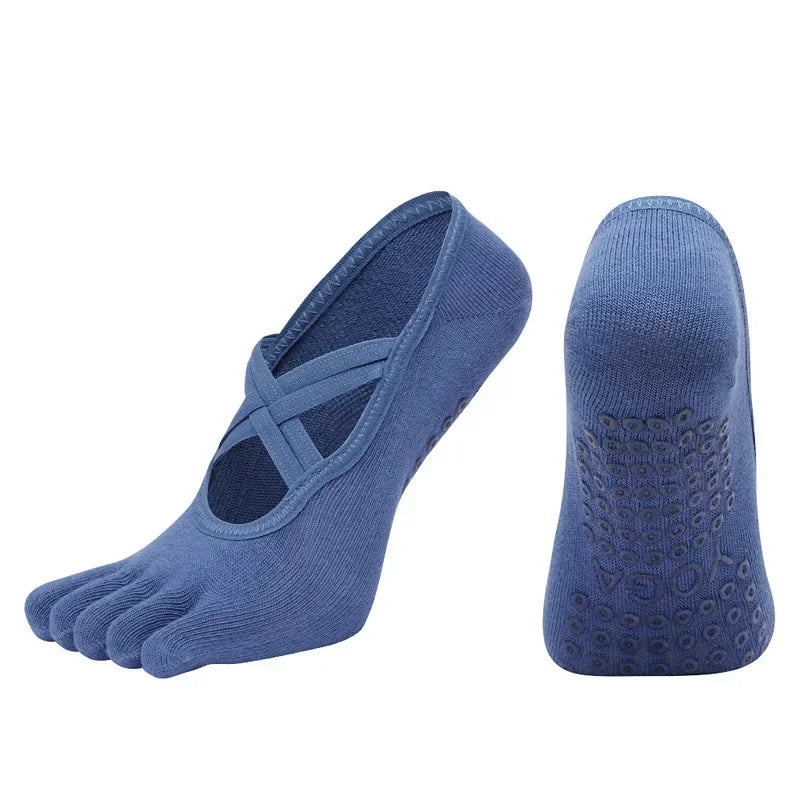 PranaRelief Anti-Slip Five-Finger Yoga Socks – Non-Slip Pilates & Dance Socks