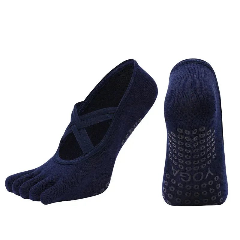 PranaRelief Anti-Slip Five-Finger Yoga Socks – Non-Slip Pilates & Dance Socks