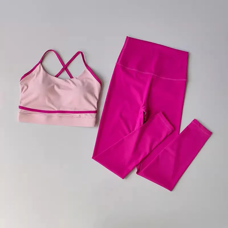 PranaRelief 2-Piece Seamless Yoga Set – High-Waist Leggings & Sports Bra