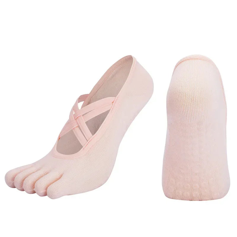PranaRelief Anti-Slip Five-Finger Yoga Socks – Non-Slip Pilates & Dance Socks