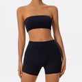 PranaRelief 2-Piece Ribbed Workout Set – High-Waist Leggings & Strapless Bra